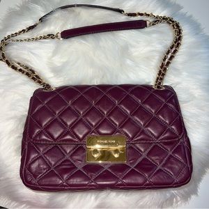 Michael Kors Burgundy Quilted Leather Sloan Chain Shoulder Bag